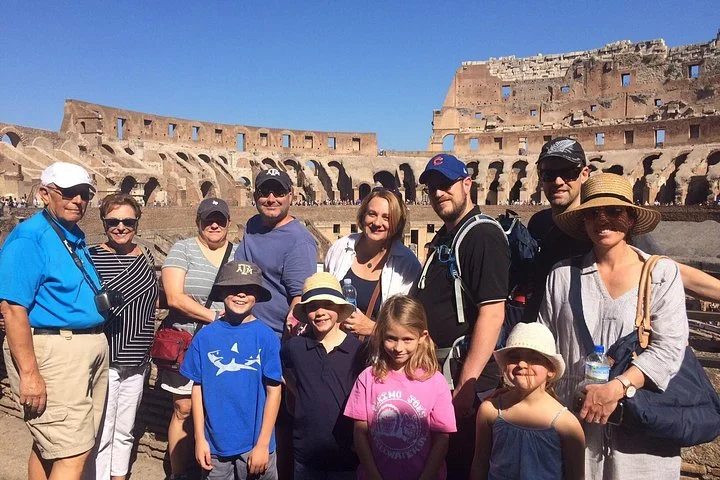 Adults and children at the main Colosseum overlook