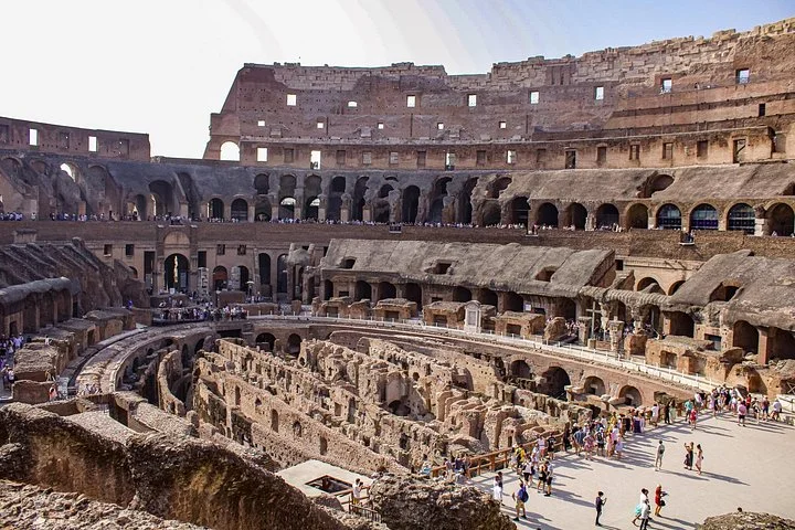 Wide view down into the Colosseum from the main visitor levels