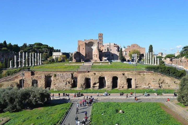 Archaeological surroundings viewed from the Colosseum exterior arcade