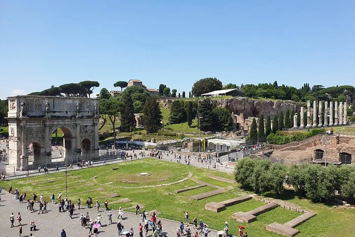 Arch of Constantine and archaeological surroundings viewed from the Colosseum