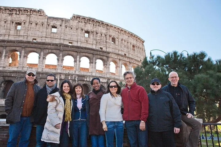 Visitors standing outside the Colosseum