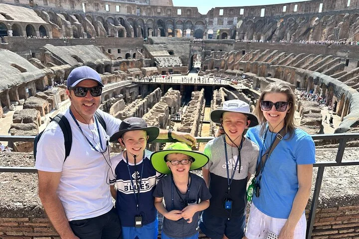 Adults and children at the main Colosseum overlook
