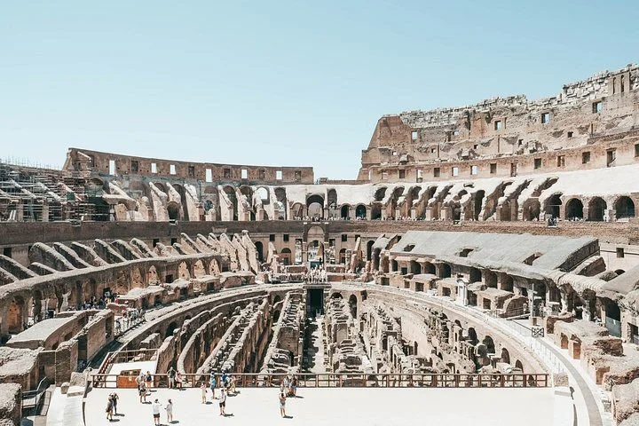 Colosseum interior and arena platform seen from above