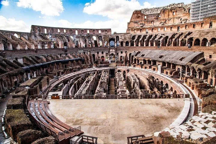 Colosseum arena platform and hypogeum viewed from above