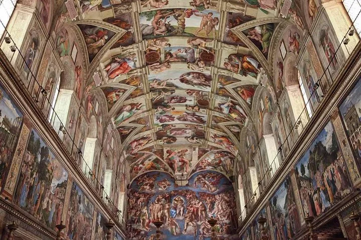 Frescoed ceiling and altar wall of the Sistine Chapel