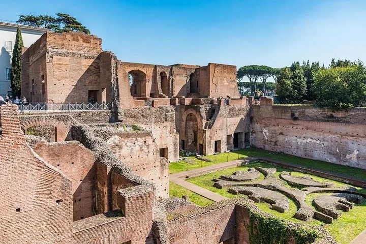 Patterned courtyard garden within Palatine Hill palace ruins