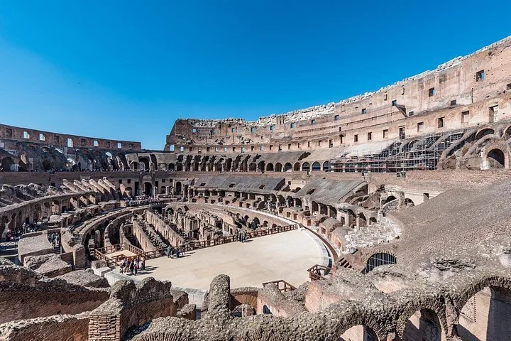 Wide Colosseum interior and arena platform seen from the main visitor levels