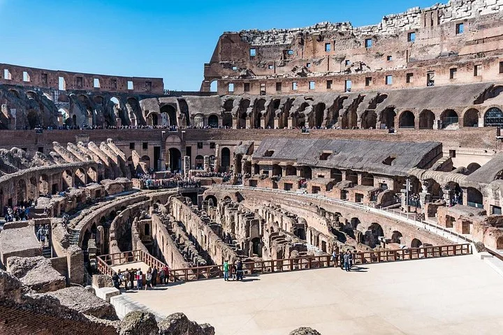 Colosseum interior and hypogeum viewed from above