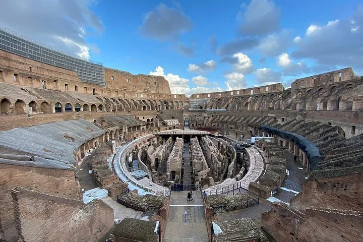 Wide Colosseum interior and hypogeum viewed from above