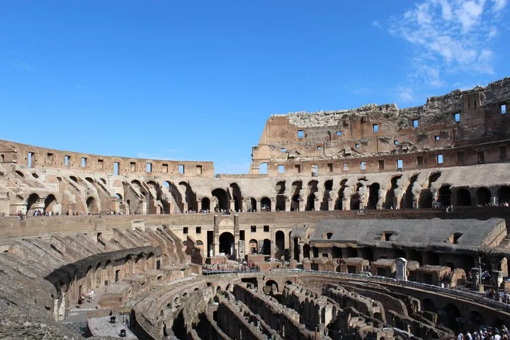 Colosseum interior and hypogeum viewed from above