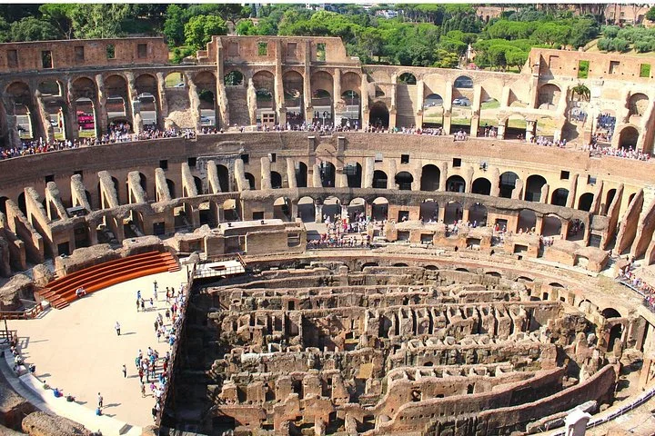 Wide Colosseum interior seen from an elevated viewpoint