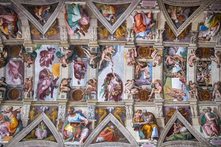 Fresco panels on the Sistine Chapel ceiling