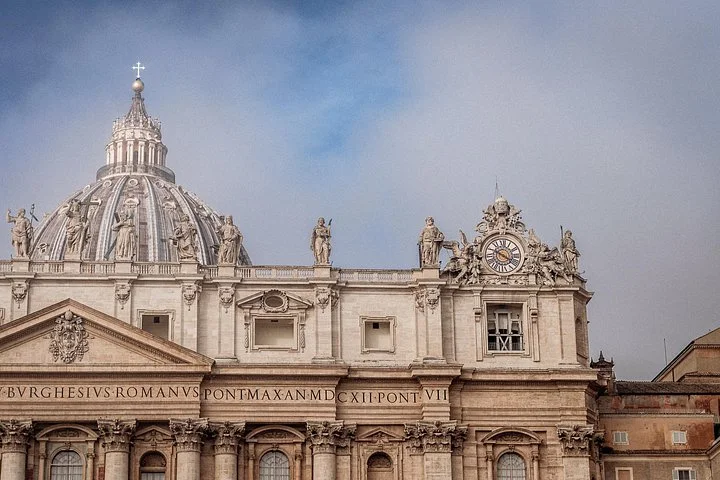 St Peter's Basilica facade and dome from the public square