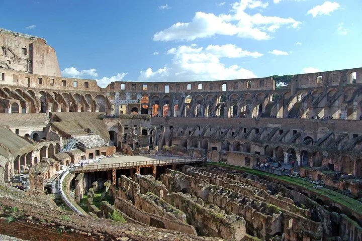 Wide Colosseum interior and hypogeum viewed from above