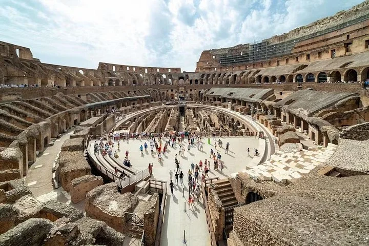 Wide view of the Colosseum arena and interior from above