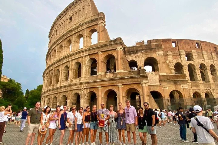 Visitors gathered outside the Colosseum