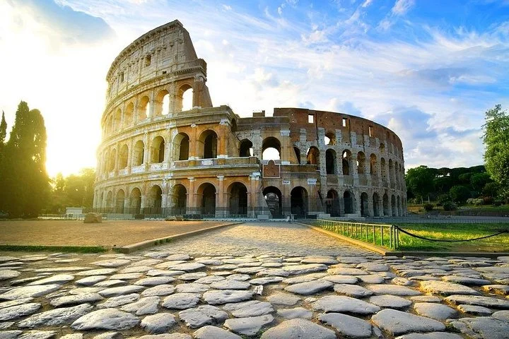 Warm sunlight on the Colosseum exterior