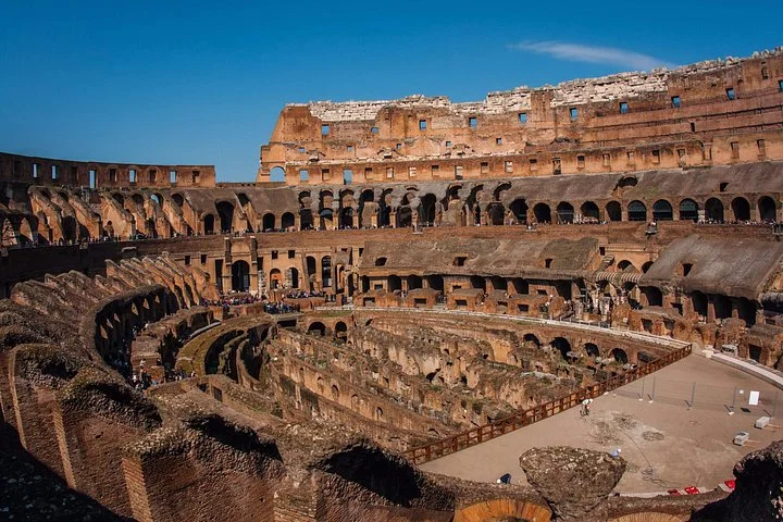 Colosseum seating tiers and arena seen from above