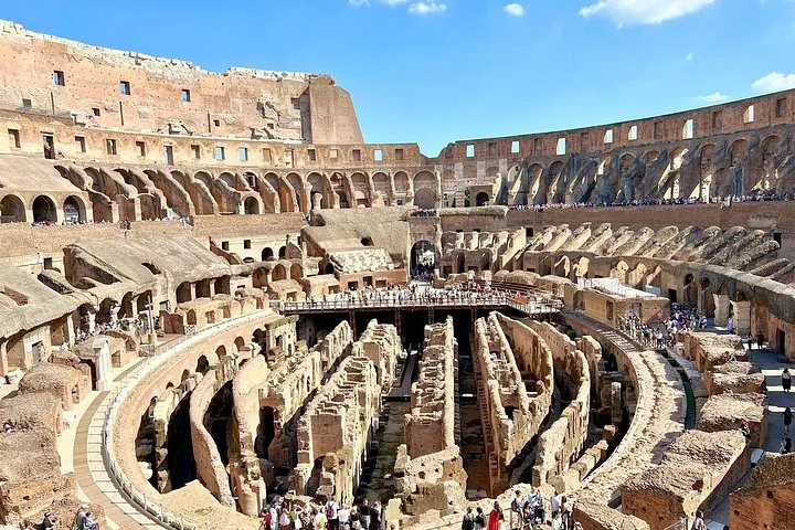 The Colosseum’s oval interior viewed from above