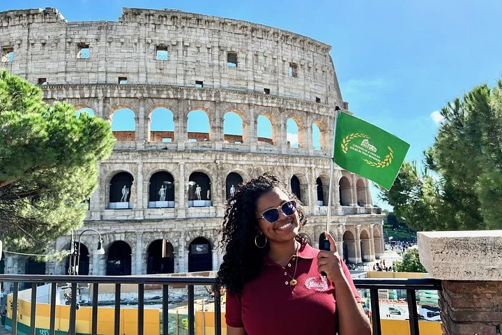 A guide outside the Colosseum