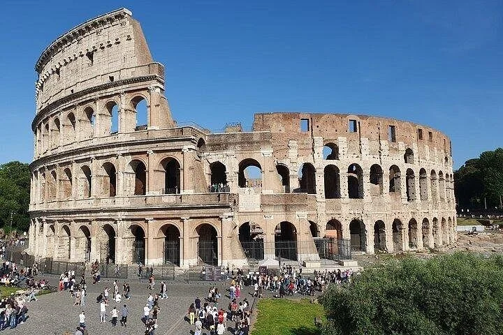 A wide view of the Colosseum exterior