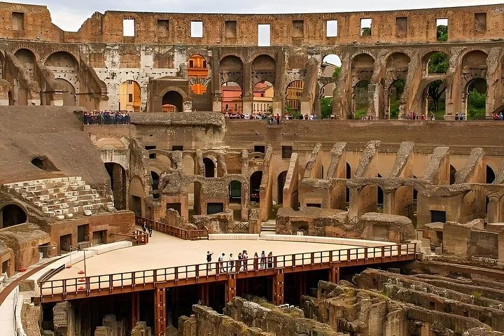 Colosseum arches and arena seen from above