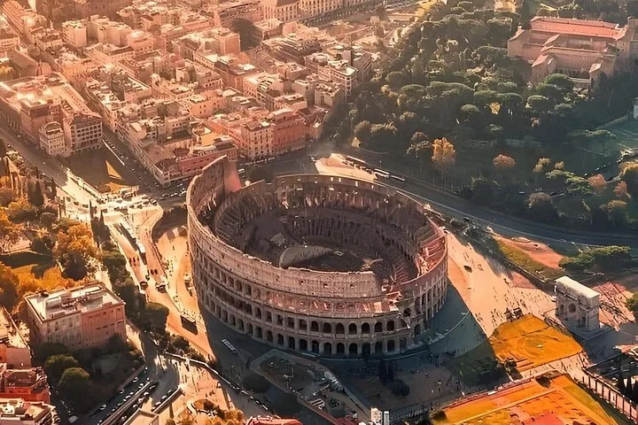 Aerial view of the Colosseum and neighbouring streets