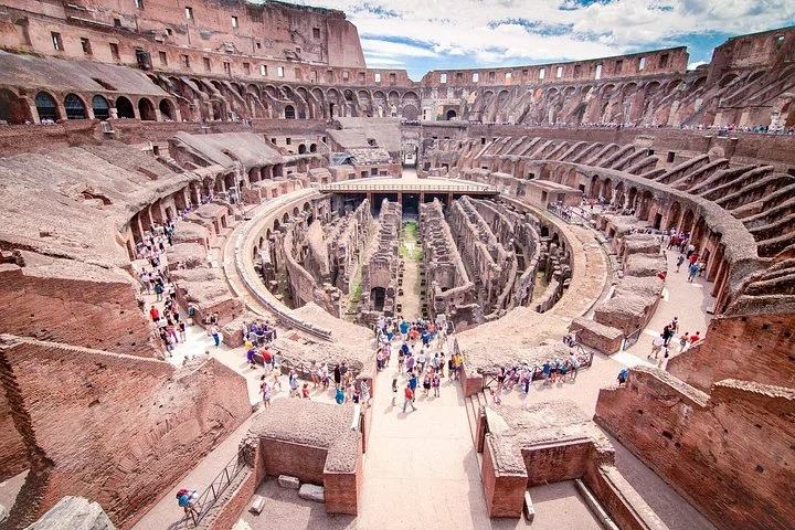 The Colosseum’s oval interior viewed from above