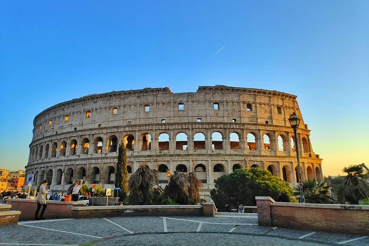 Warm sunlight on the Colosseum exterior