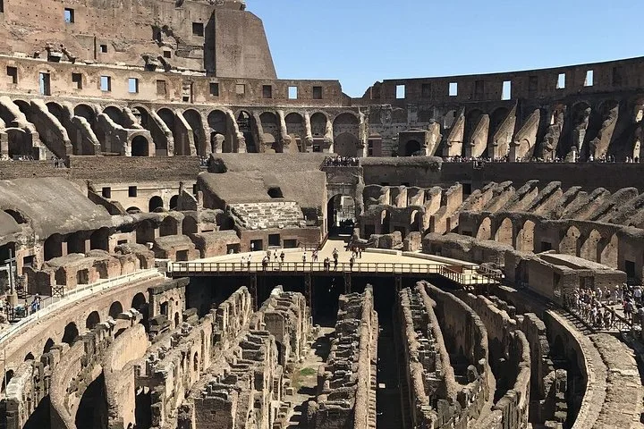 Colosseum interior tiers and exposed hypogeum