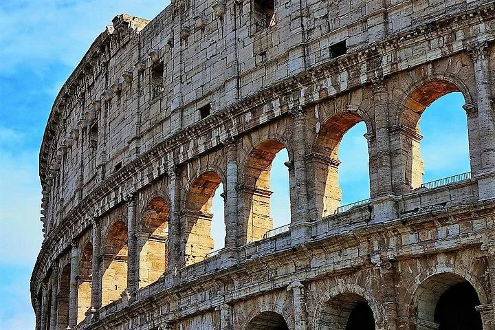 Stone arches along the Colosseum facade