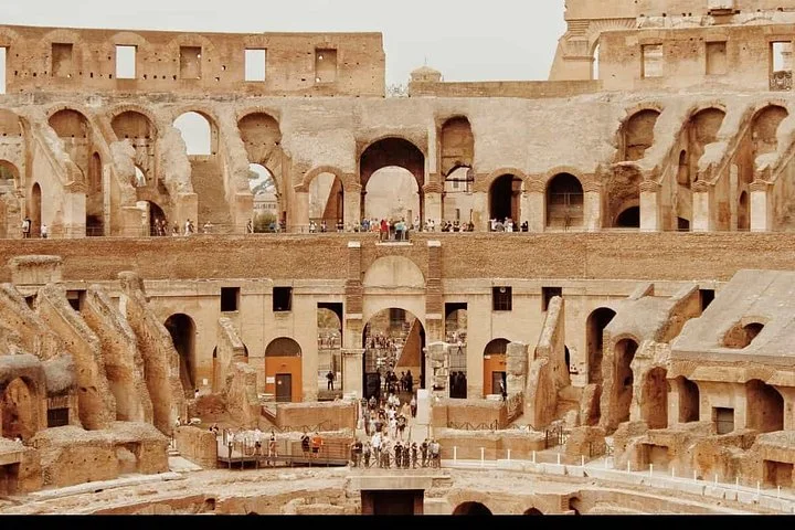 Architectural tiers and arches inside the Colosseum