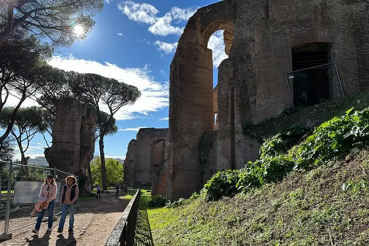 A path beside ancient Palatine brick walls