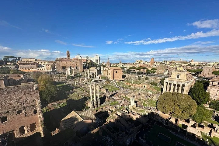 Roman Forum temples viewed from the Palatine side