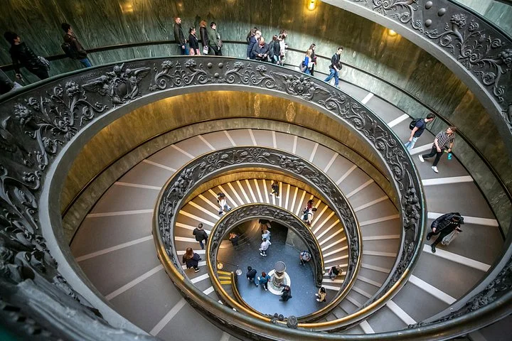 The spiral staircase inside the Vatican Museums
