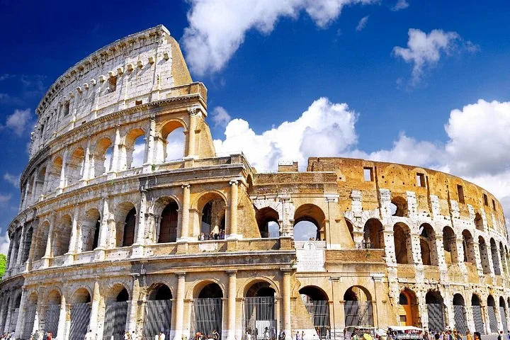 The Colosseum facade in vivid sunlight