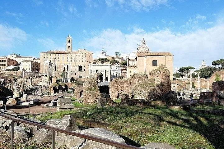 A path among Roman Forum temples and ruins