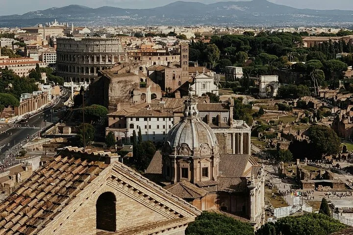 Rome’s ancient centre and the Colosseum from above