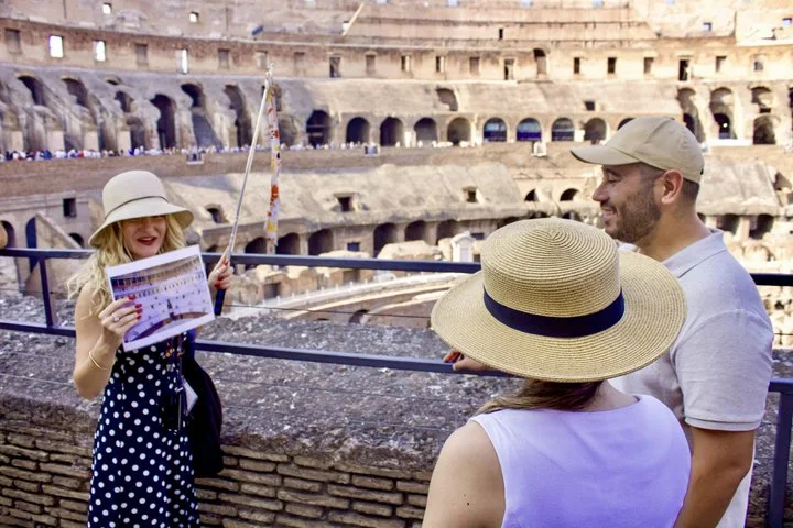 A guide showing an illustration inside the Colosseum